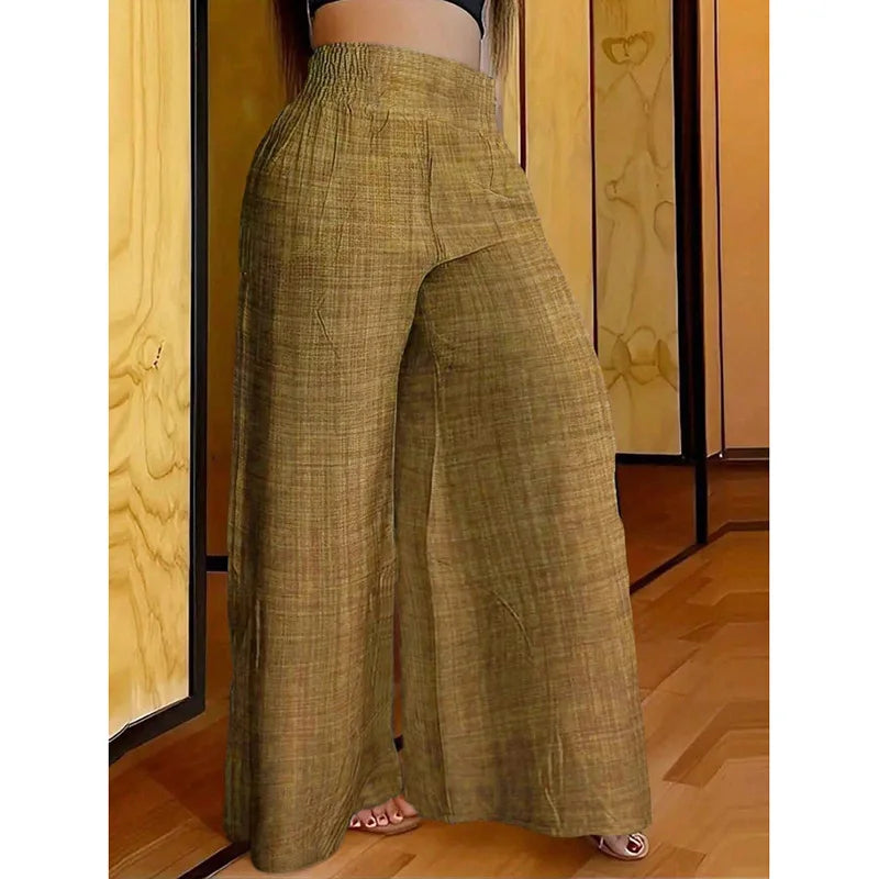 New Spring And Summer Women's Solid Color High Waist Slimming Wide Leg Pants 2025 Female Fashion Clothing Pantaloons De Mujer