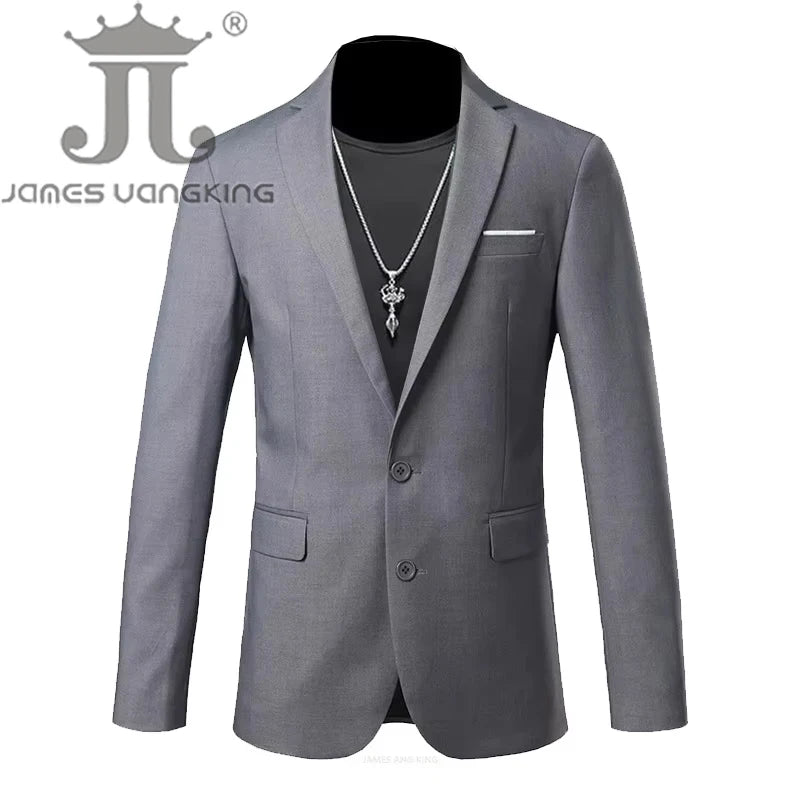 Boutique Fashion Solid Colour High-End Brand Casual Business Men's Blazer – Groom Wedding Suit Jacket Coat