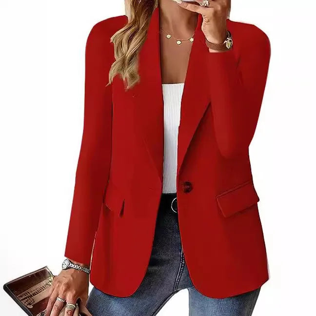 Solid Color Single Button Women’s Suit Jacket - European & American fashion, leisure style