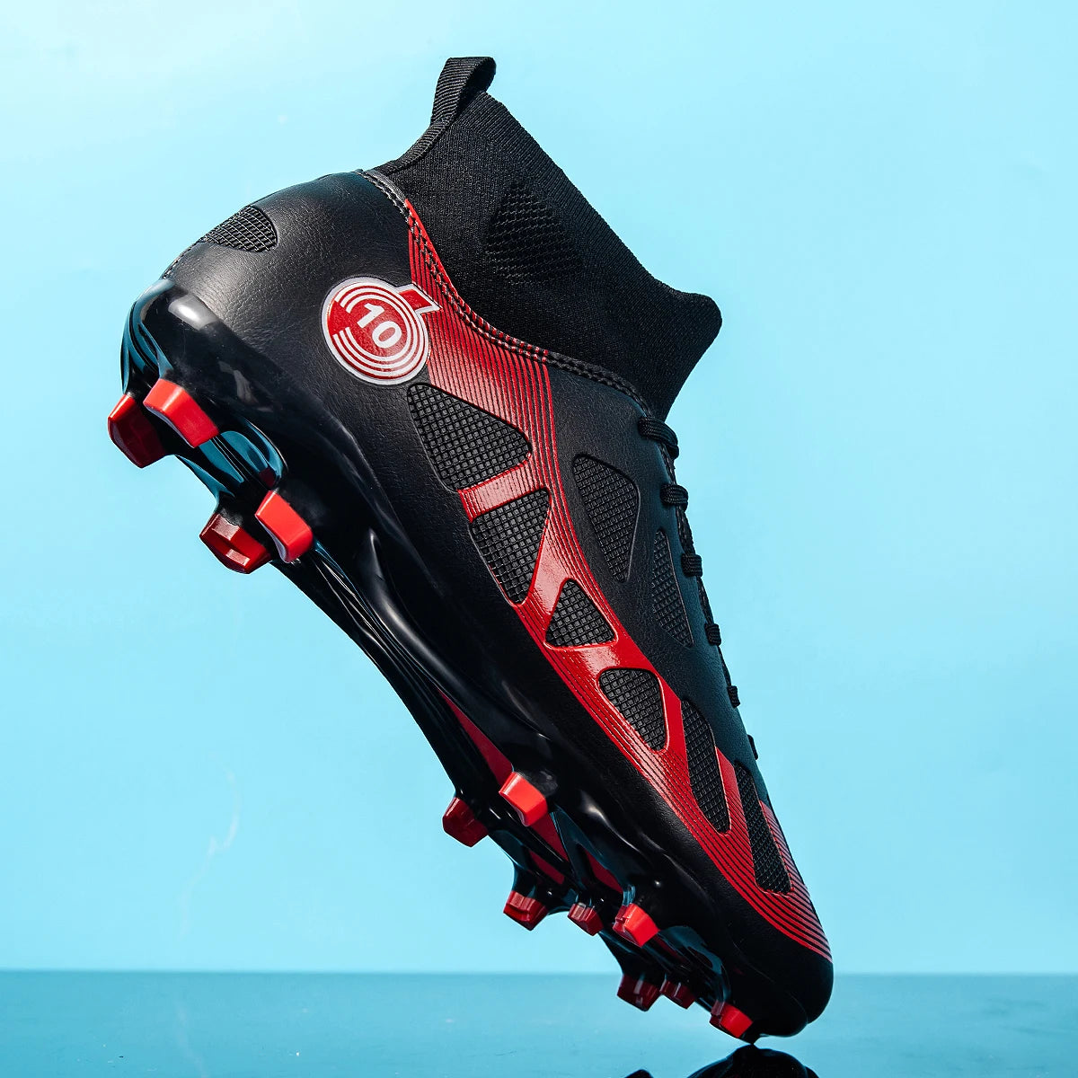 Professional Men’s High-Top Soccer Shoes – AG/FG Football Boots with Long Spikes for Training & Match Play