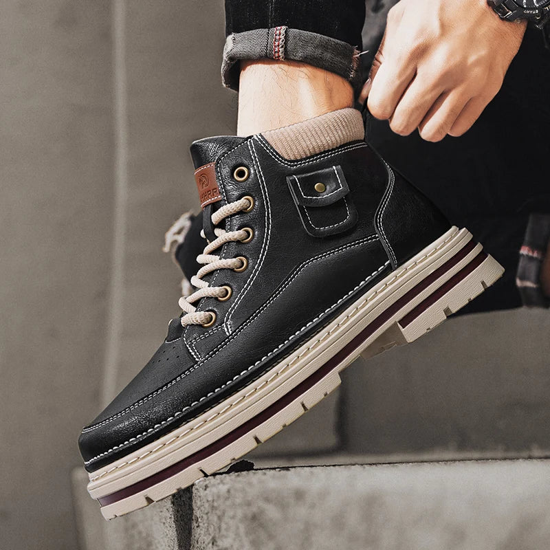 Men’s Casual Boots | High Top Sports-Inspired Ankle Boots | Outdoor Anti-Slip Thick Sole Shoes