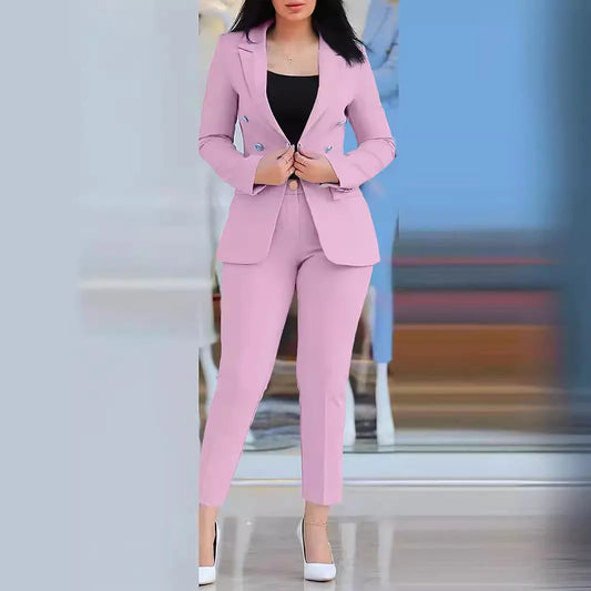 Spring 2025 Women’s Two-Piece Suit – Cardigan Blazer & Slim Fit Pencil Pants