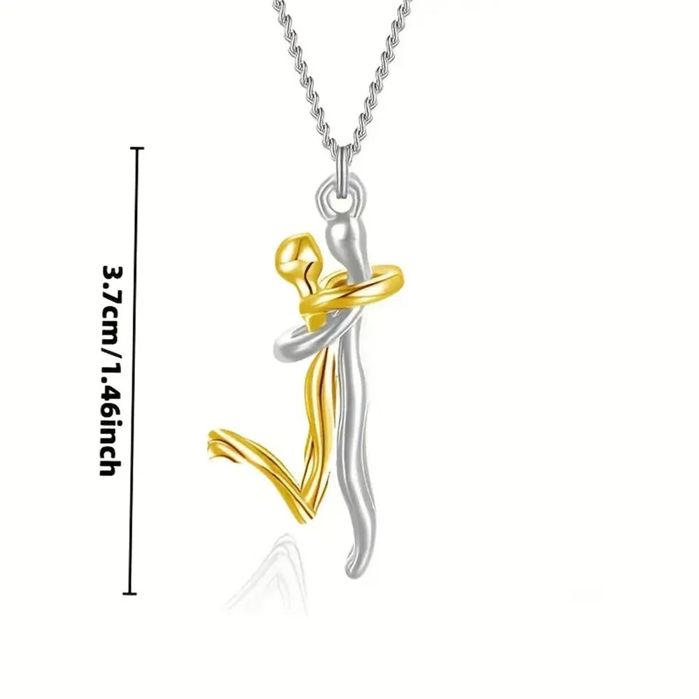 Chic Black Hug Pendant Necklace for Couples – Elegant Love Symbol for Party & Daily Wear - Gift for Valentine’s Day, birthdays, or special occasions