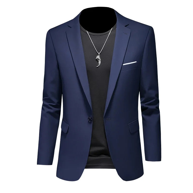 Boutique Fashion Solid Colour High-End Brand Casual Business Men's Blazer – Groom Wedding Suit Jacket Coat