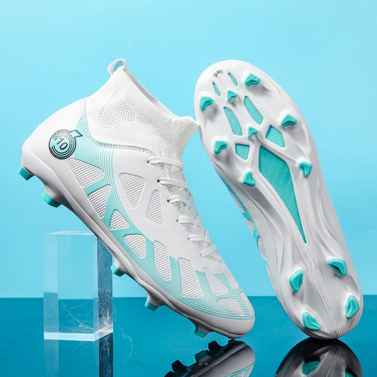 Professional Men’s High-Top Soccer Shoes – AG/FG Football Boots with Long Spikes for Training & Match Play