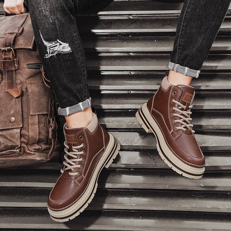 Men’s Casual Boots | High Top Sports-Inspired Ankle Boots | Outdoor Anti-Slip Thick Sole Shoes