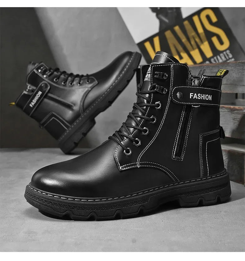 Men's British Casual Soft-Soled Anti-Slip High-Top Boots – Fashionable & Comfortable