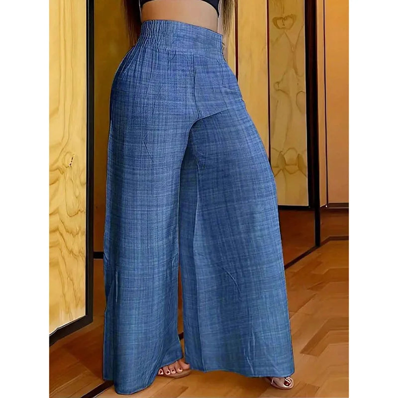 New Spring And Summer Women's Solid Color High Waist Slimming Wide Leg Pants 2025 Female Fashion Clothing Pantaloons De Mujer