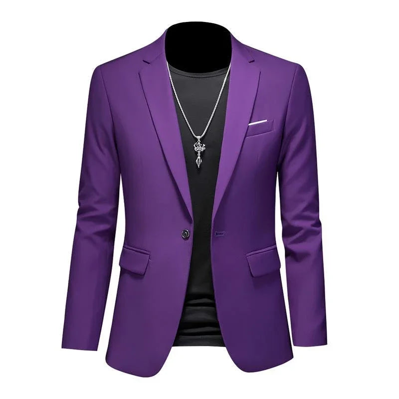 Boutique Fashion Solid Colour High-End Brand Casual Business Men's Blazer – Groom Wedding Suit Jacket Coat
