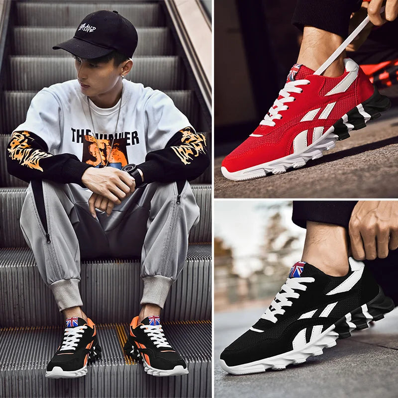 2025 Men's and Women's Fashion Blade Breathable Knitted Casual Shoes – Sports Running & Anti-Slip Tennis Shoes
