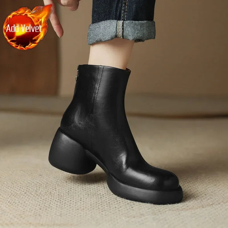 Women’s Round Toe Ankle Boots – Chic 2025 Fashion High Heel Booties