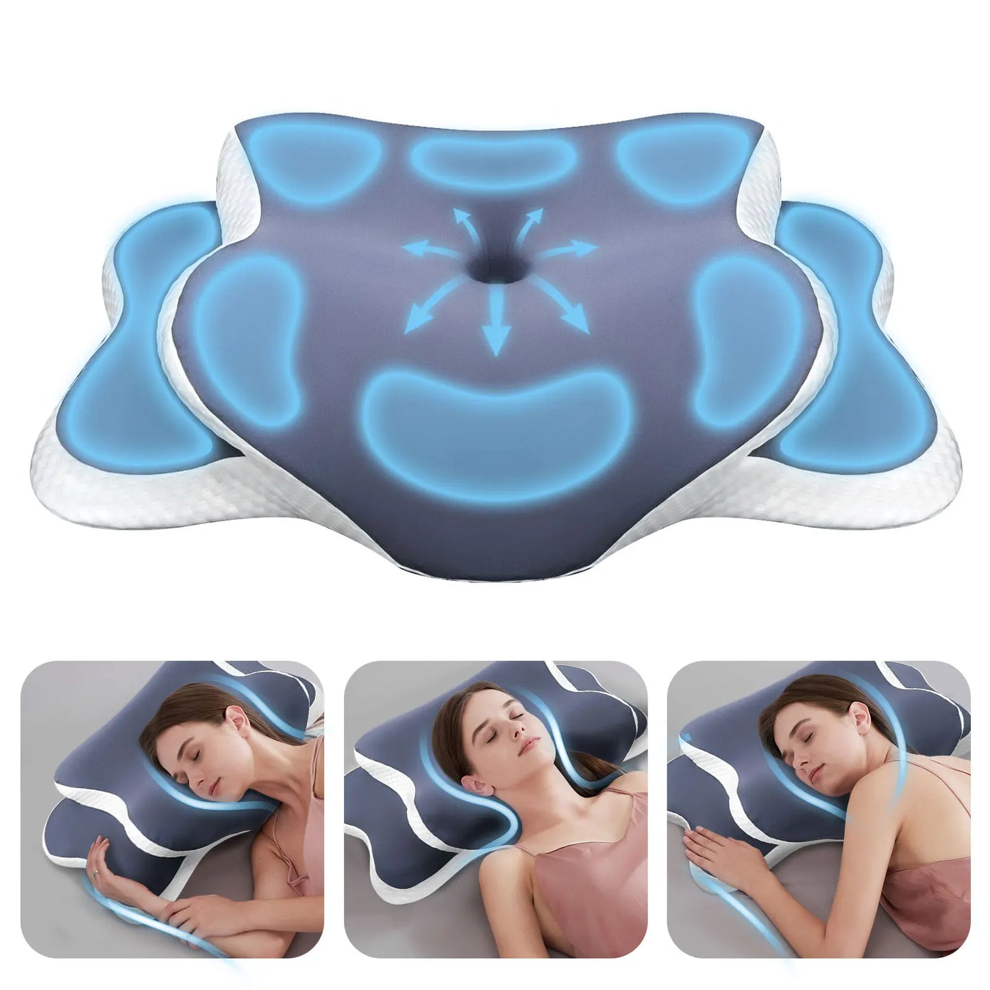 Premium Memory Foam Cervical Cooling Pillow | Ergonomic Orthopedic Contour Neck Support for Pain Relief – Ideal for Side, Back & Stomach Sleepers | Gift Choice