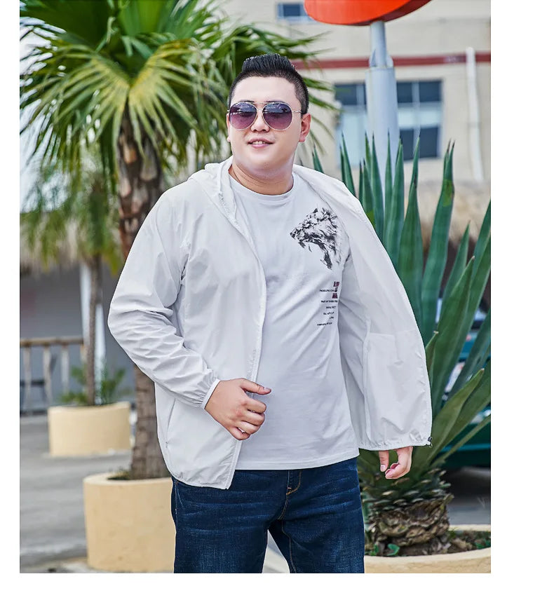Men’s 3XL–11XL Lightweight Sun Protection Jacket – Summer Quick-Dry Outdoor Windbreaker, UV-Blocking Breathable Coat