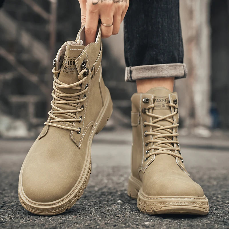 Men's British Casual Soft-Soled Anti-Slip High-Top Boots – Fashionable & Comfortable