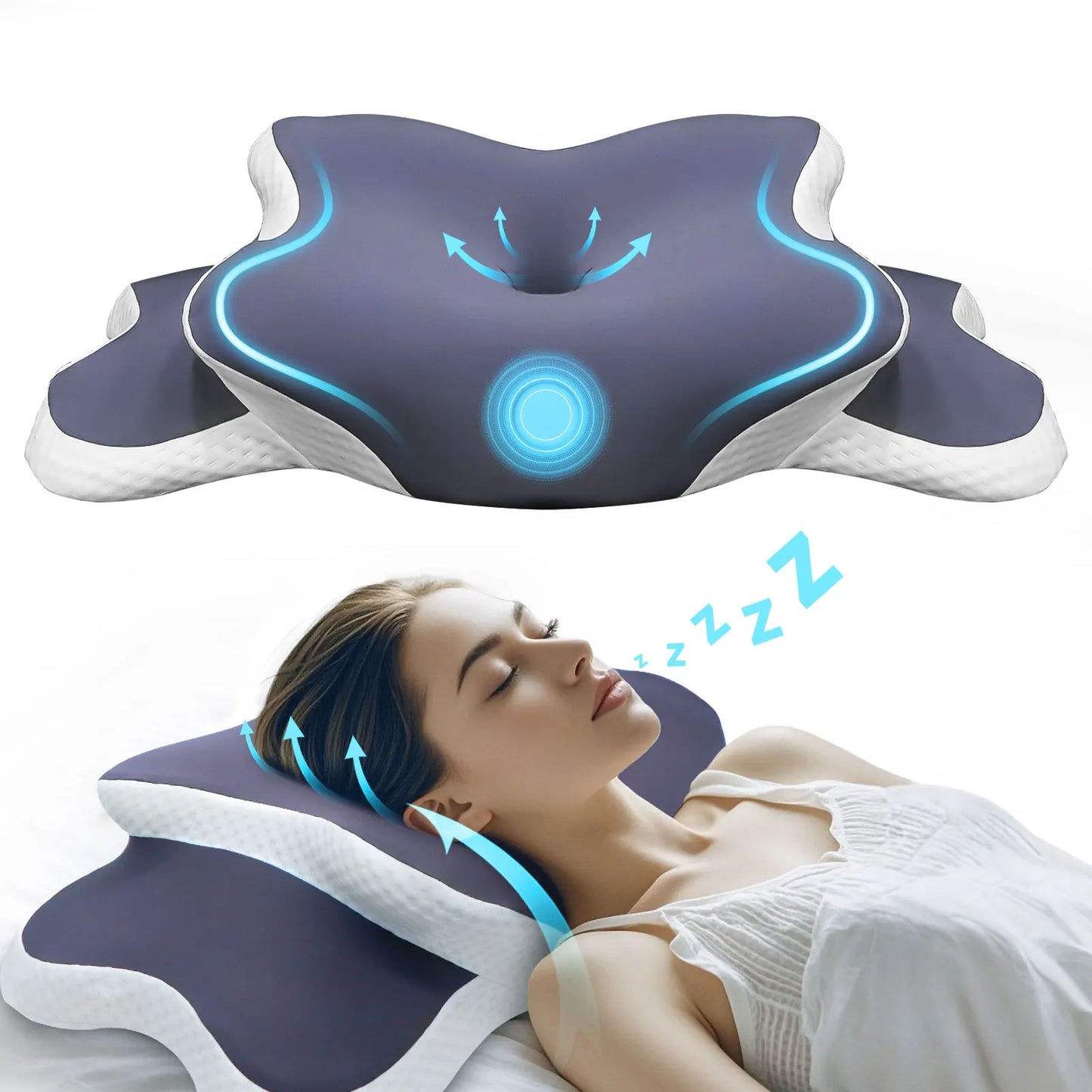 Premium Memory Foam Cervical Cooling Pillow | Ergonomic Orthopedic Contour Neck Support for Pain Relief – Ideal for Side, Back & Stomach Sleepers | Gift Choice