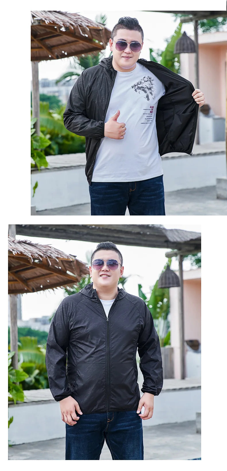 Men’s 3XL–11XL Lightweight Sun Protection Jacket – Summer Quick-Dry Outdoor Windbreaker, UV-Blocking Breathable Coat