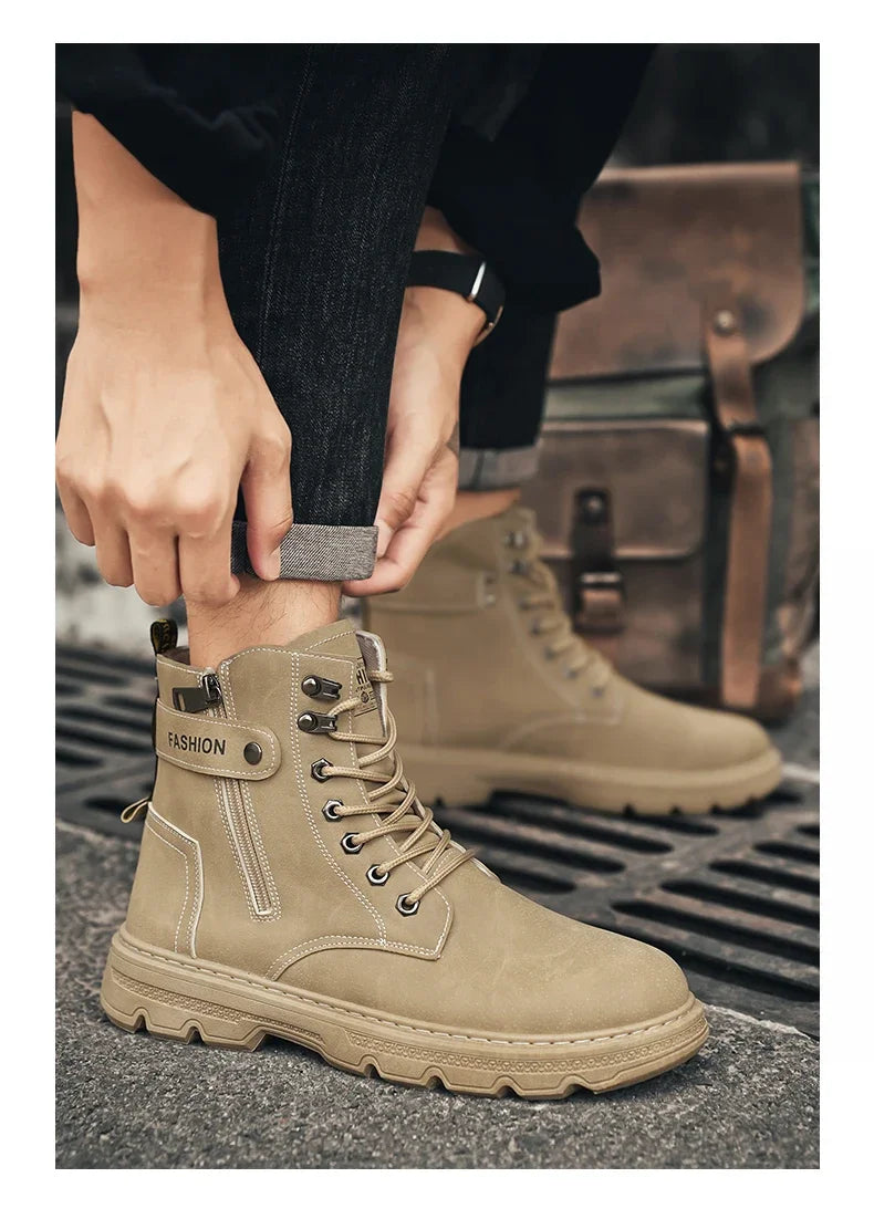 Men's British Casual Soft-Soled Anti-Slip High-Top Boots – Fashionable & Comfortable