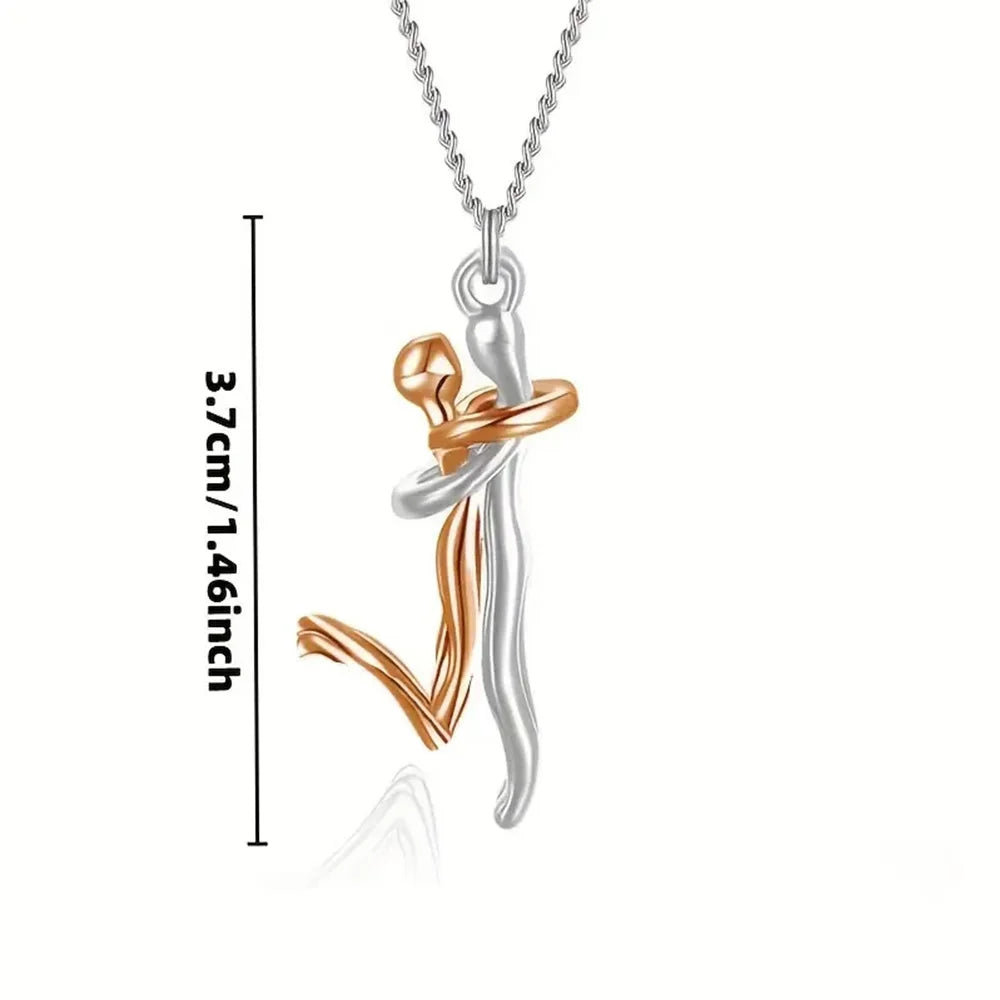 Chic Black Hug Pendant Necklace for Couples – Elegant Love Symbol for Party & Daily Wear - Gift for Valentine’s Day, birthdays, or special occasions