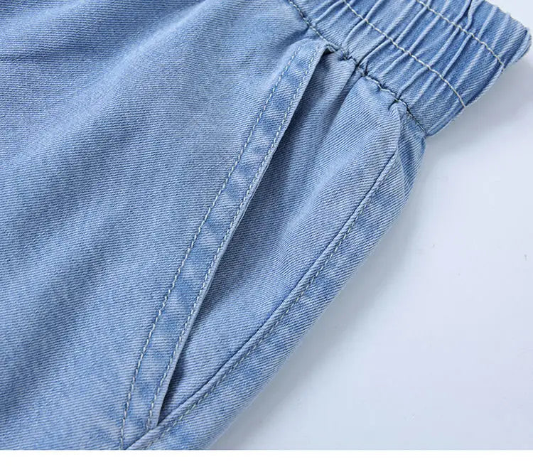 Women's Summer Tencel Wide Leg Jeans – High Waist Stretch Palazzo Casual Pants