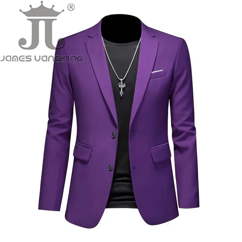 Boutique Fashion Solid Colour High-End Brand Casual Business Men's Blazer – Groom Wedding Suit Jacket Coat