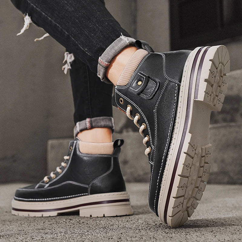 Men’s Casual Boots | High Top Sports-Inspired Ankle Boots | Outdoor Anti-Slip Thick Sole Shoes