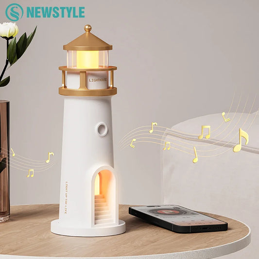 Moon Projection Lighthouse Night Light – Motion Sensor, Dimmable Ambient Lamp with Bluetooth Music, Timer Function – Transparent Version Gift for Christmas & Birthdays