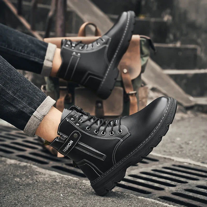 Men's British Casual Soft-Soled Anti-Slip High-Top Boots – Fashionable & Comfortable