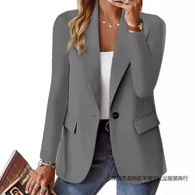 Solid Color Single Button Women’s Suit Jacket - European & American fashion, leisure style