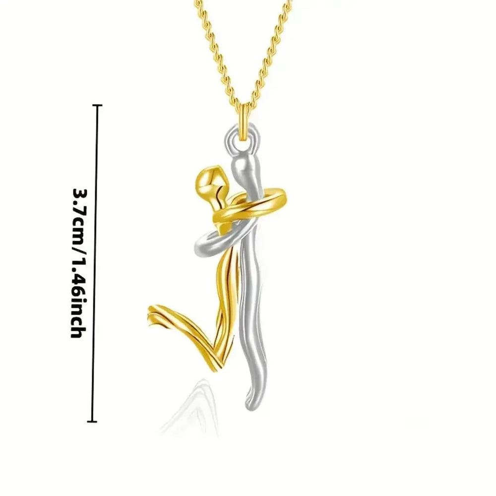 Chic Black Hug Pendant Necklace for Couples – Elegant Love Symbol for Party & Daily Wear - Gift for Valentine’s Day, birthdays, or special occasions