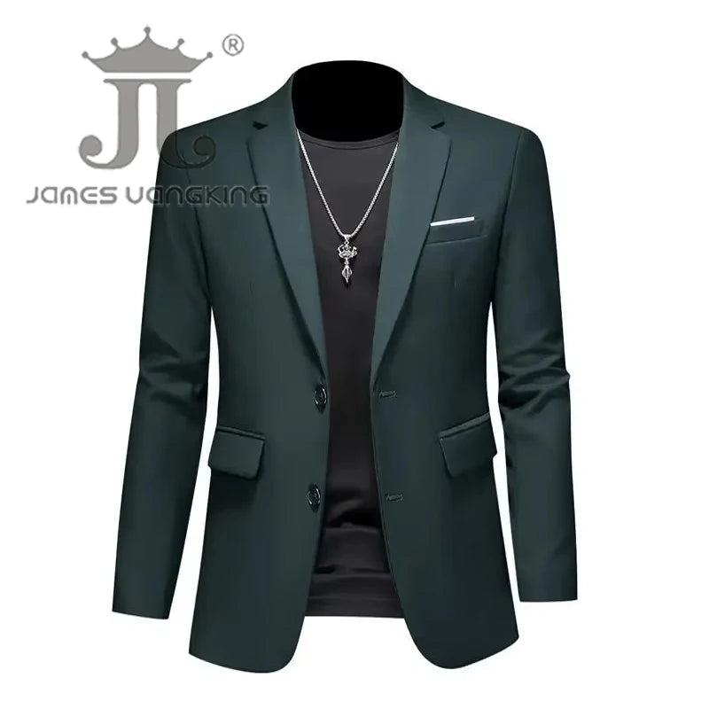 Boutique Fashion Solid Colour High-End Brand Casual Business Men's Blazer – Groom Wedding Suit Jacket Coat