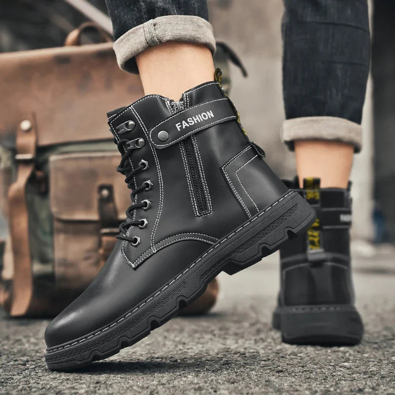 Men's British Casual Soft-Soled Anti-Slip High-Top Boots – Fashionable & Comfortable