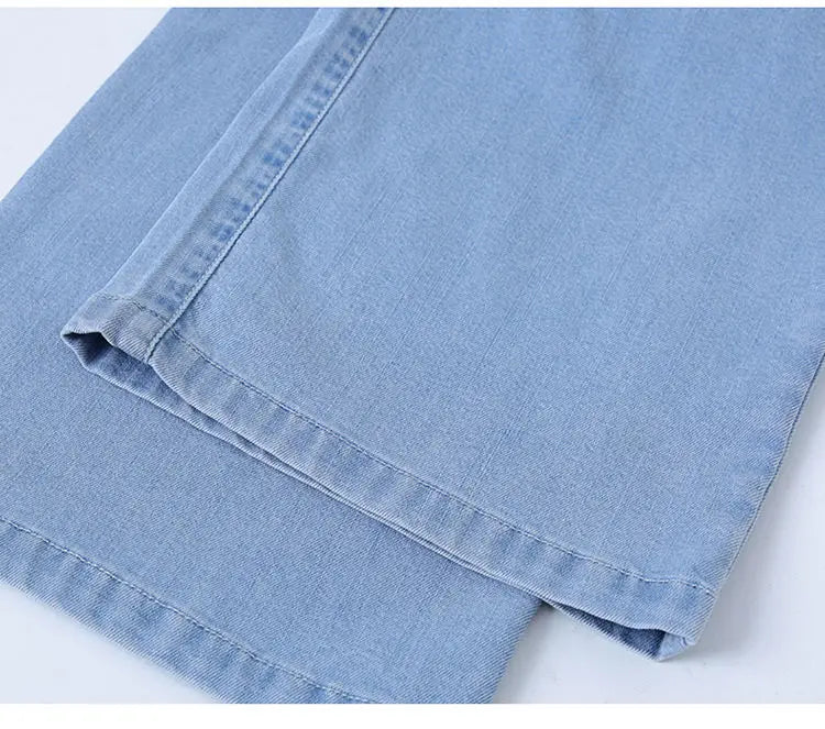 Women's Summer Tencel Wide Leg Jeans – High Waist Stretch Palazzo Casual Pants