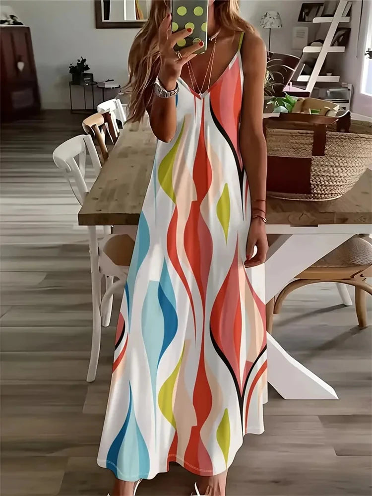 Women's Elegant Vintage Dreamcatcher Print Sleeveless Summer Halter Dress – 2025 Collection
