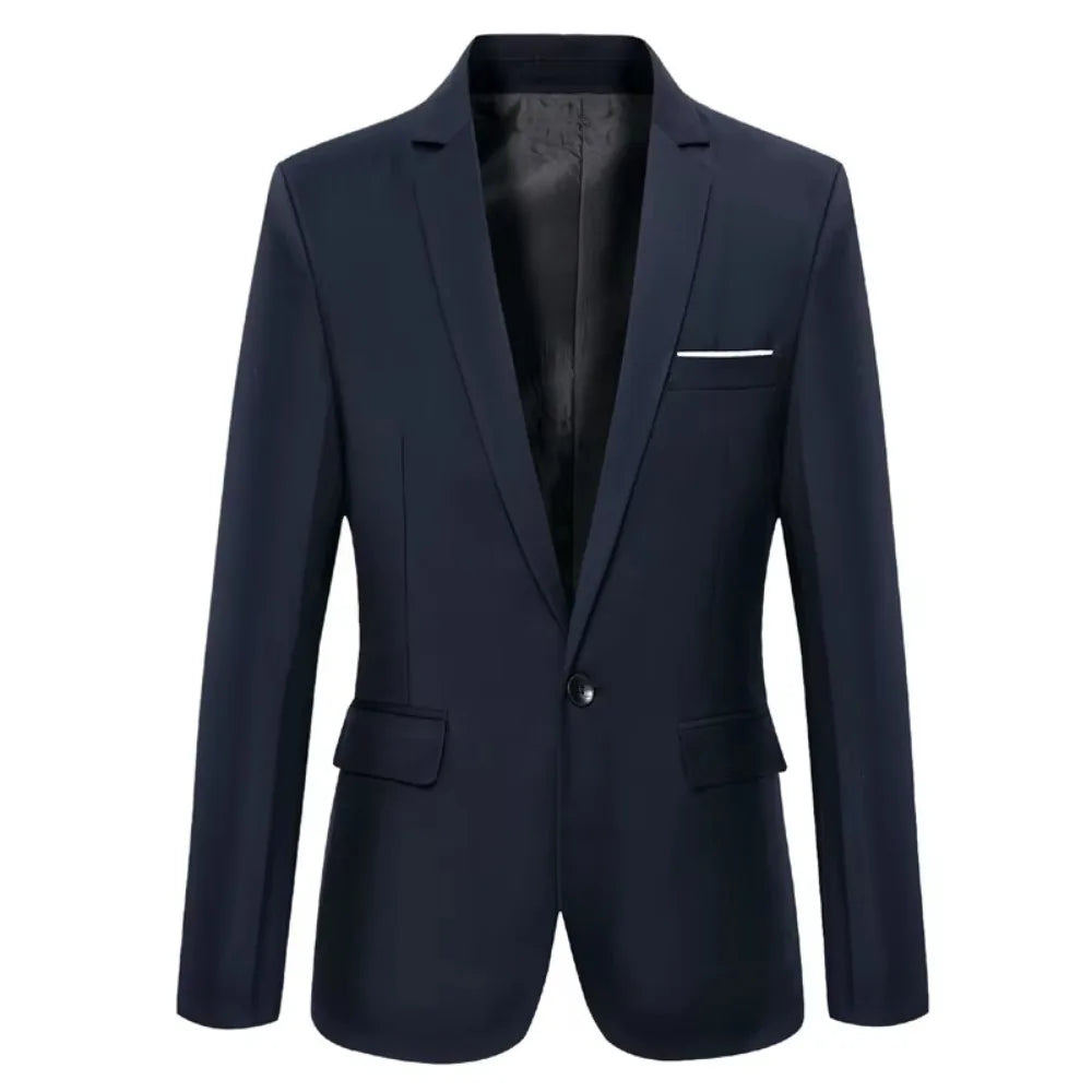 Men's Blazer Single Button Cardigan Full Sleeve Slim Fit Turn Down Collar Top Blazer Solid Smart Casual Outwear – Spring 2025