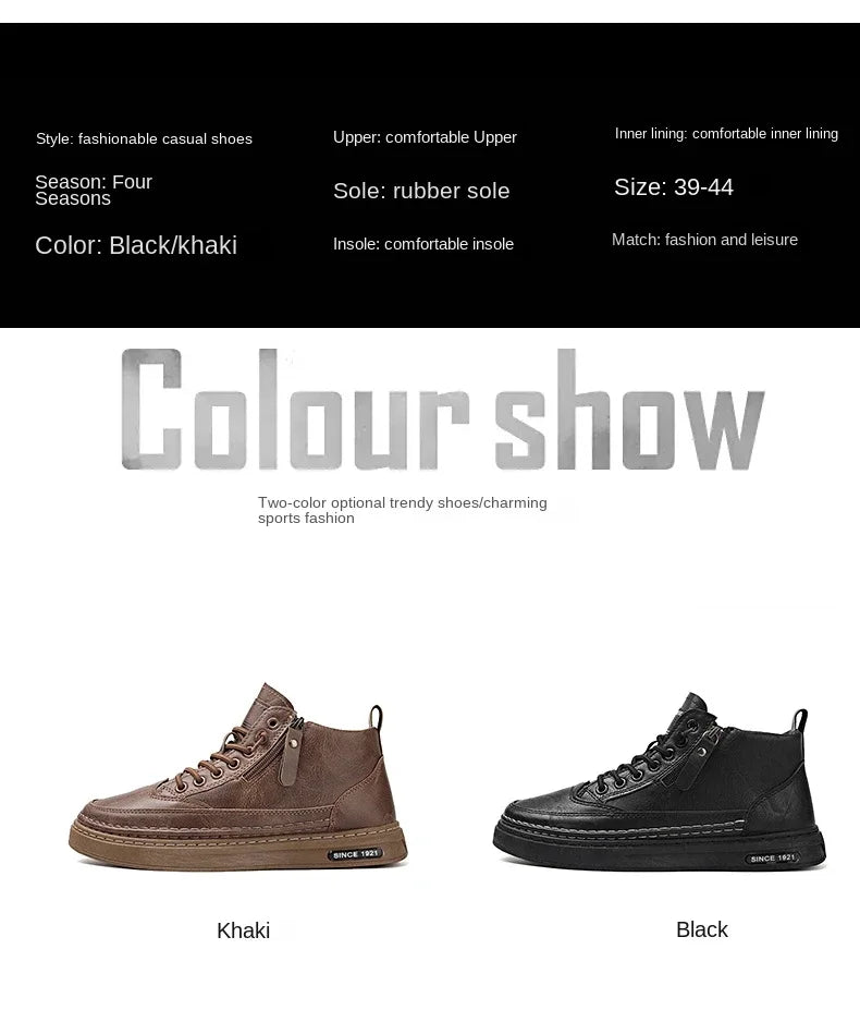 Men's Winter High Top Leather Boots – Fashion Warm Ankle Sneakers for Business & Outdoor