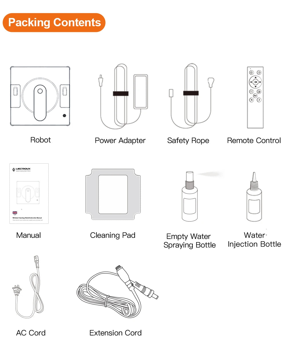 Robot Window Cleaner Liectroux YW509 | 4-Way Water Spray | 3000Pa Suction Power | Smart Memory Window Glass Cleaning Robot