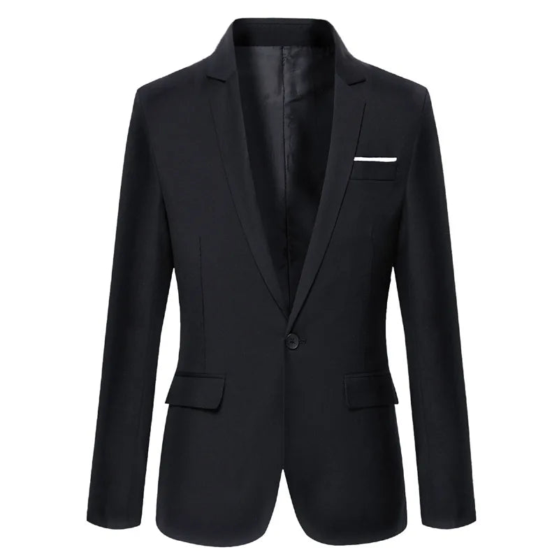 Men's Blazer Single Button Cardigan Full Sleeve Slim Fit Turn Down Collar Top Blazer Solid Smart Casual Outwear – Spring 2025