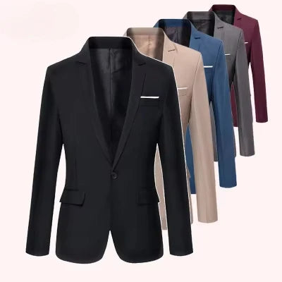 Men's Blazer Single Button Cardigan Full Sleeve Slim Fit Turn Down Collar Top Blazer Solid Smart Casual Outwear – Spring 2025
