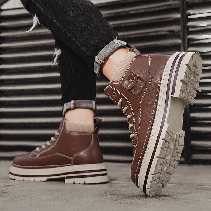 Men’s Casual Boots | High Top Sports-Inspired Ankle Boots | Outdoor Anti-Slip Thick Sole Shoes
