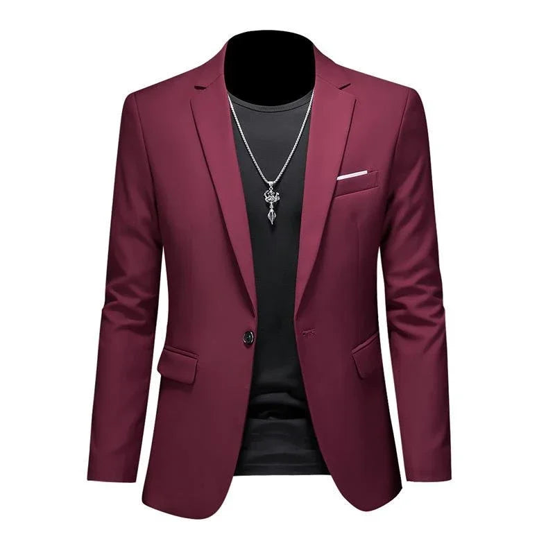 Boutique Fashion Solid Colour High-End Brand Casual Business Men's Blazer – Groom Wedding Suit Jacket Coat