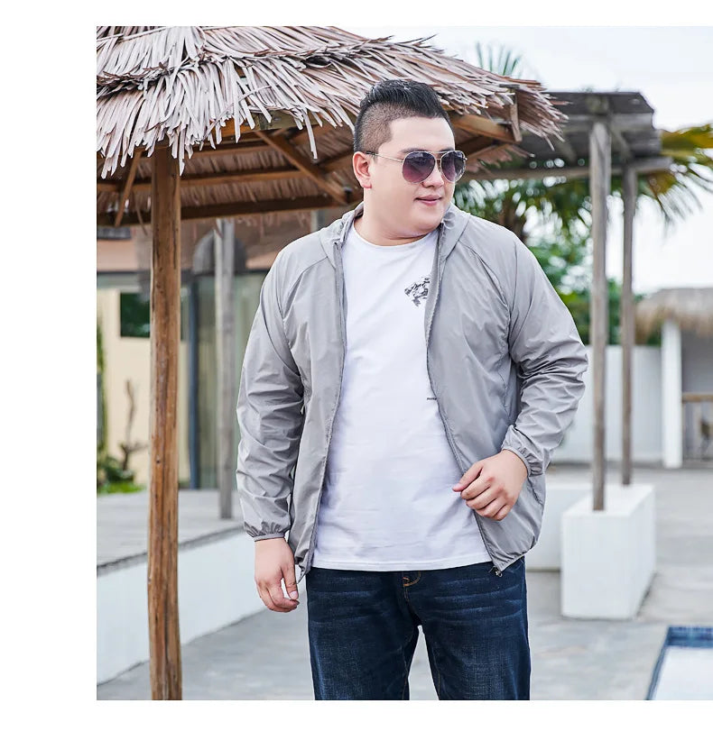 Men’s 3XL–11XL Lightweight Sun Protection Jacket – Summer Quick-Dry Outdoor Windbreaker, UV-Blocking Breathable Coat