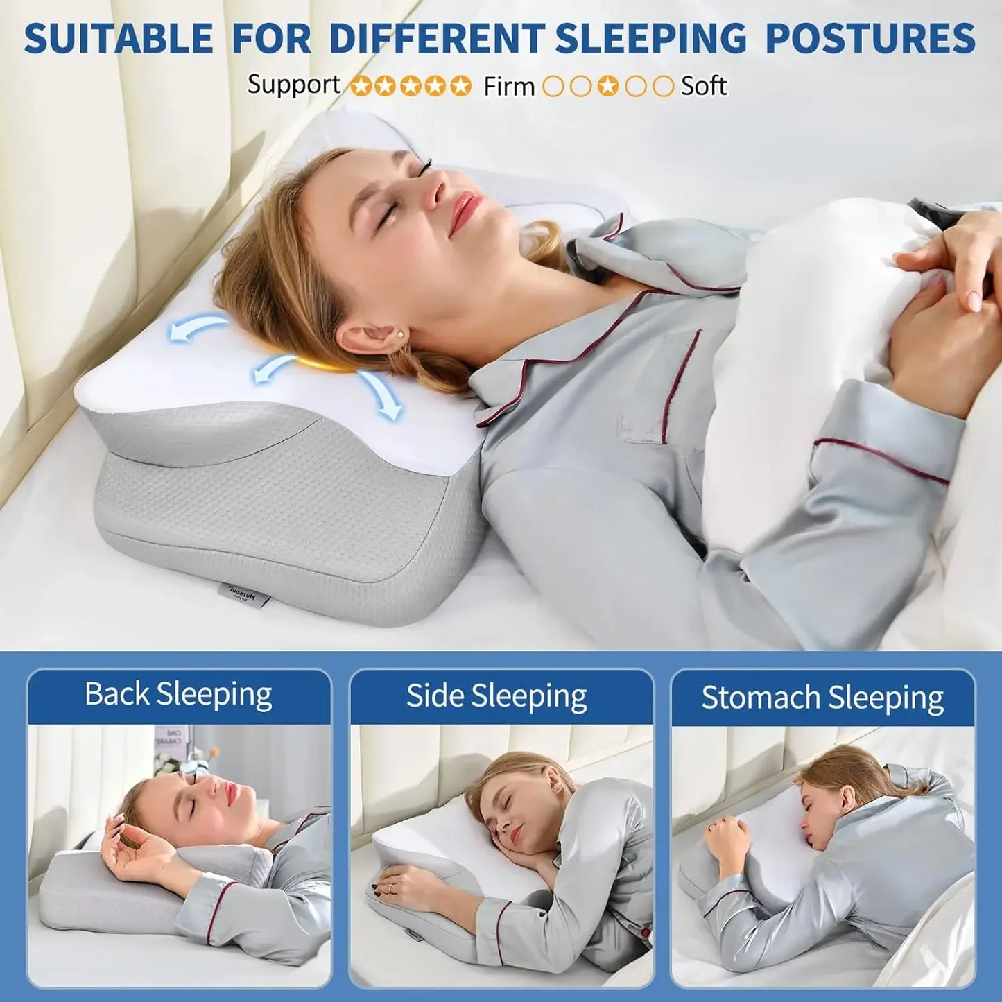 Ergonomic Memory Foam Neck Pillow | Cervical Slow Rebound Pillow for Neck & Shoulder Pain Relief | Comfortable Sleep Aid