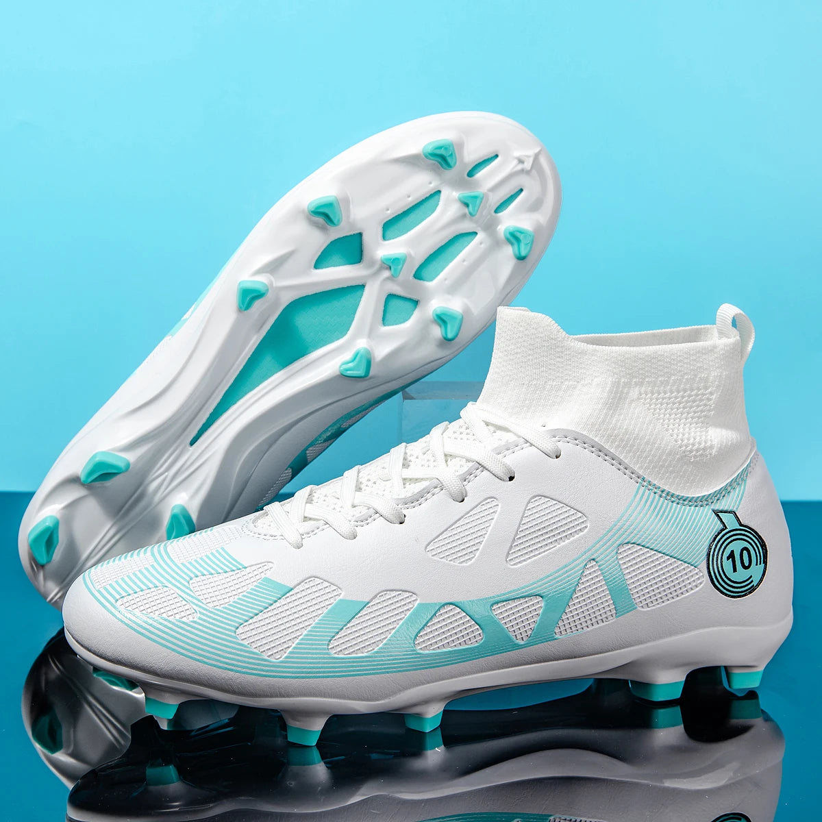 Professional Men’s High-Top Soccer Shoes – AG/FG Football Boots with Long Spikes for Training & Match Play
