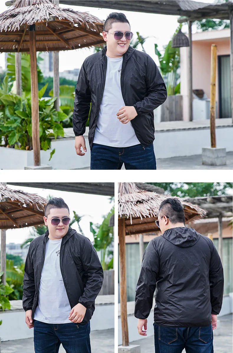 Men’s 3XL–11XL Lightweight Sun Protection Jacket – Summer Quick-Dry Outdoor Windbreaker, UV-Blocking Breathable Coat