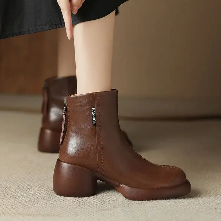 Women’s Round Toe Ankle Boots – Chic 2025 Fashion High Heel Booties