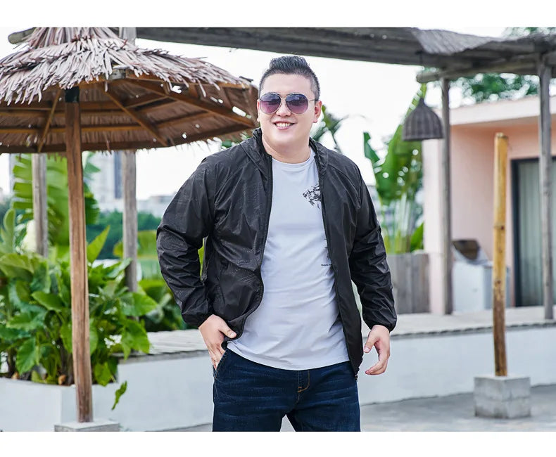 Men’s 3XL–11XL Lightweight Sun Protection Jacket – Summer Quick-Dry Outdoor Windbreaker, UV-Blocking Breathable Coat