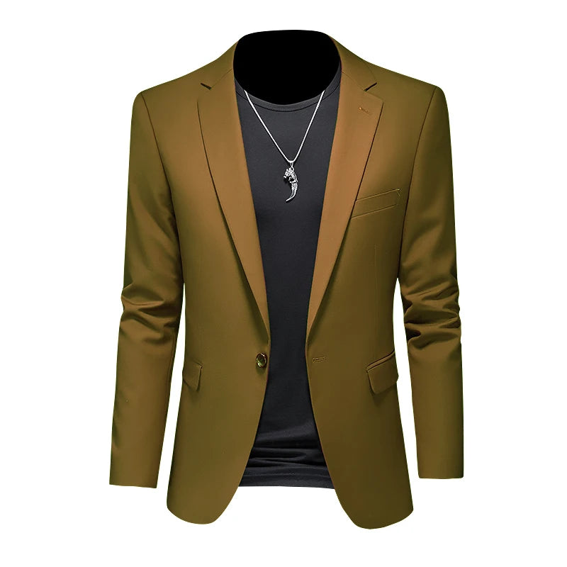 Boutique Fashion Solid Colour High-End Brand Casual Business Men's Blazer – Groom Wedding Suit Jacket Coat