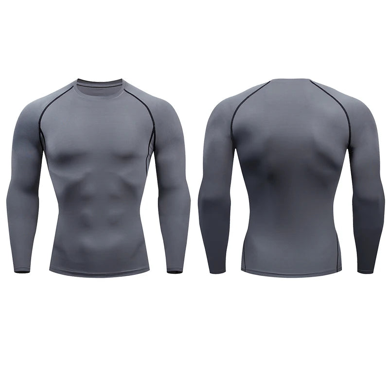 Men’s Compression Running T-shirt – Long Sleeve Fitness Training Top Dry Fit Rash guard