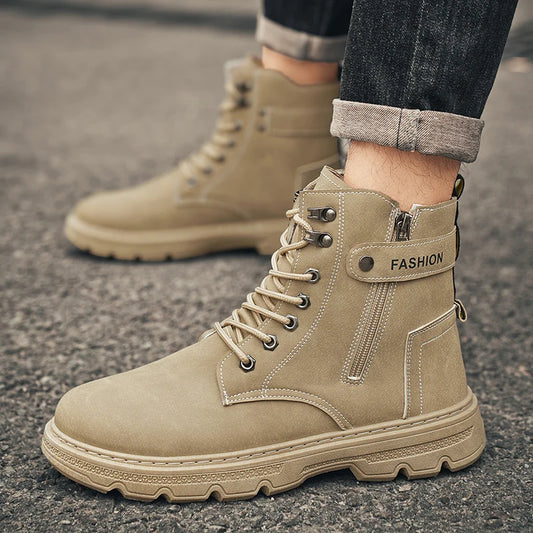 Men's British Casual Soft-Soled Anti-Slip High-Top Boots – Fashionable & Comfortable