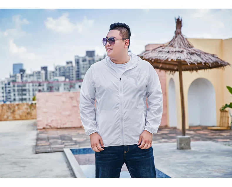 Men’s 3XL–11XL Lightweight Sun Protection Jacket – Summer Quick-Dry Outdoor Windbreaker, UV-Blocking Breathable Coat